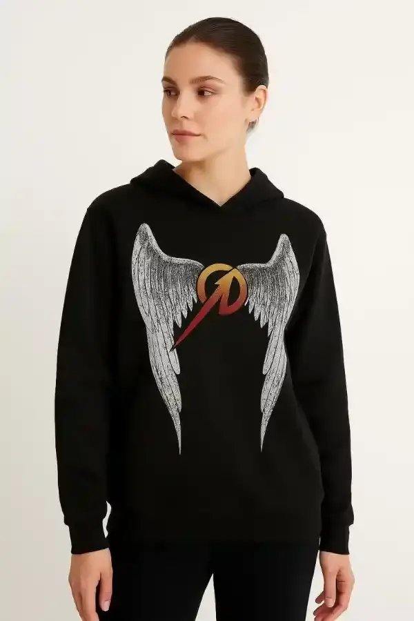 Metallica İki İplik Kapüşonlu Ön ve Arka Baskılı hoodie - Siyah