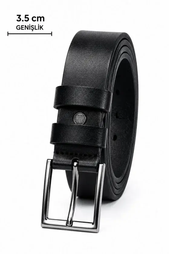 Erkek Hakiki Deri 3.5 Cm Klasik Kemer Metal Tokalı Günlük Ve Klasik Kullanım