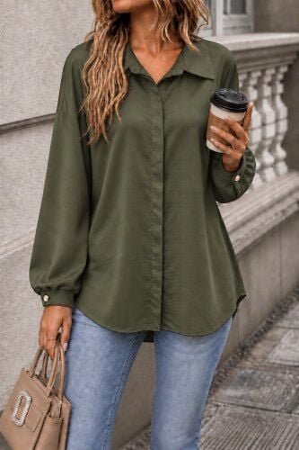 Kadın Haki Yeşili Oversize Gömlek