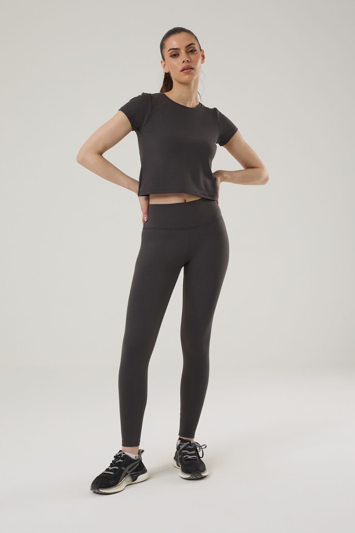 Kadın Yüksek Bel Spor Tayt 4020 Antrasit - XS