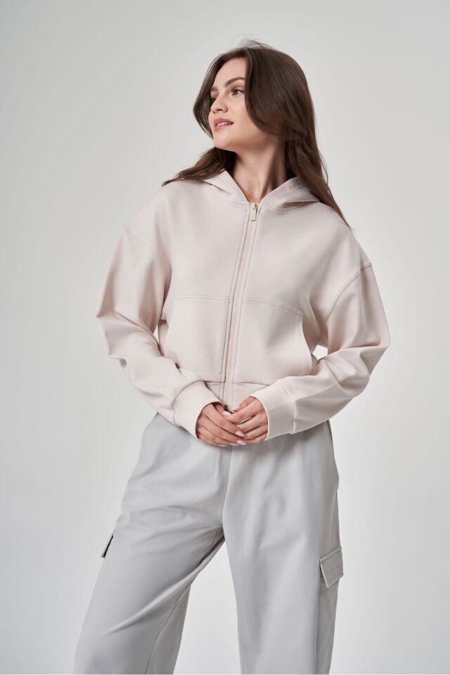 Kadın Sweatshirt 1529109 Pudra - 2XL