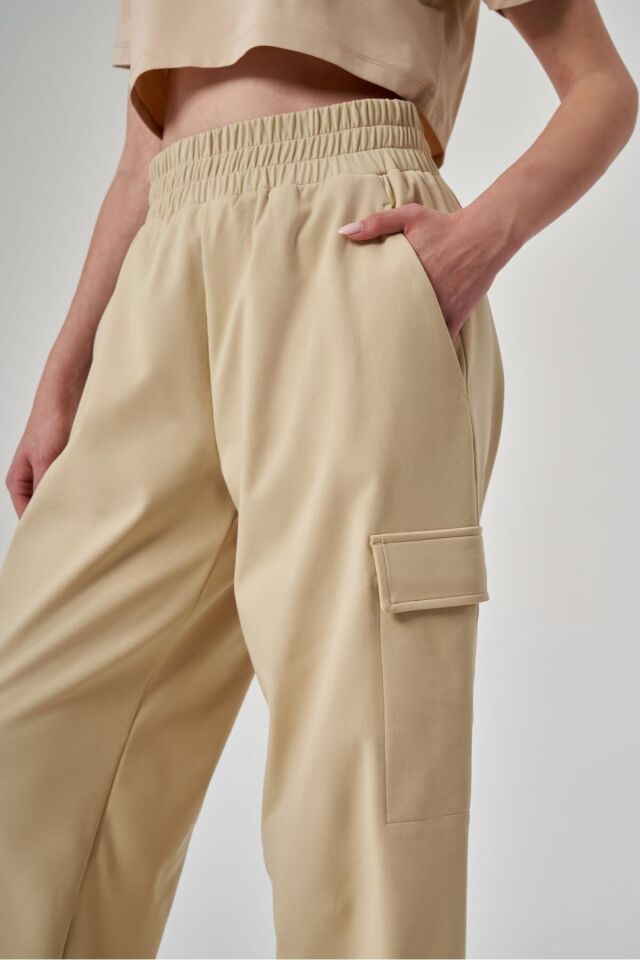 KADIN PANTOLON-1523021 Bej - XL