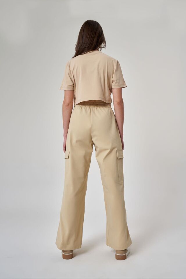 KADIN PANTOLON-1523021 Bej - 2XL