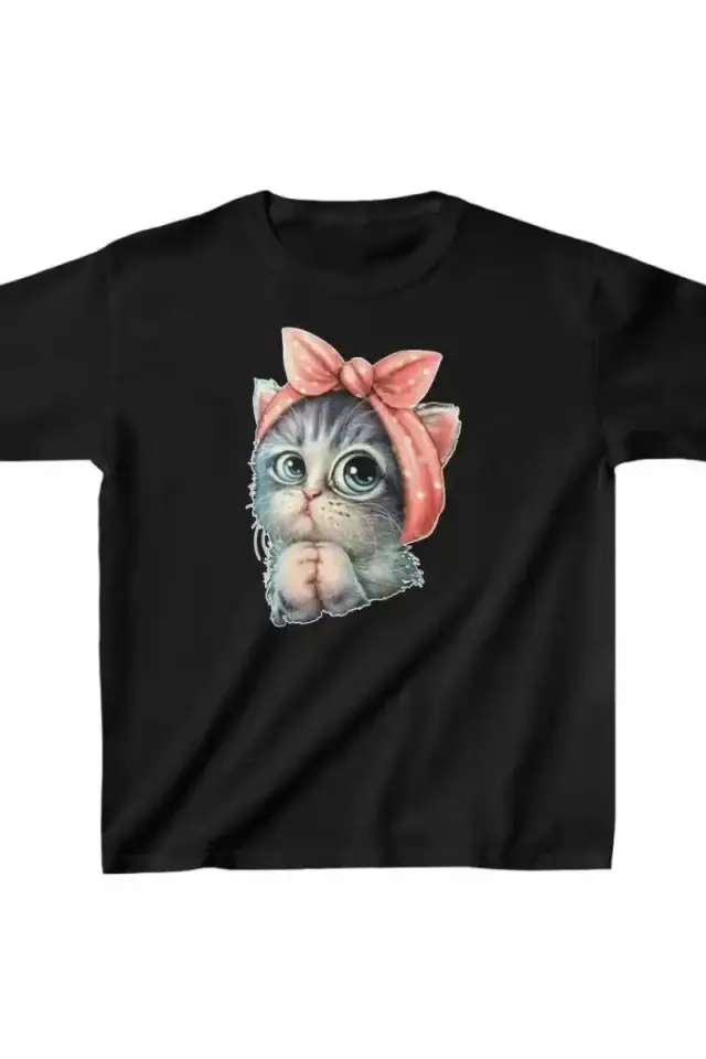 Çocuk Unisex Baskılı T-Shirt - Siyah