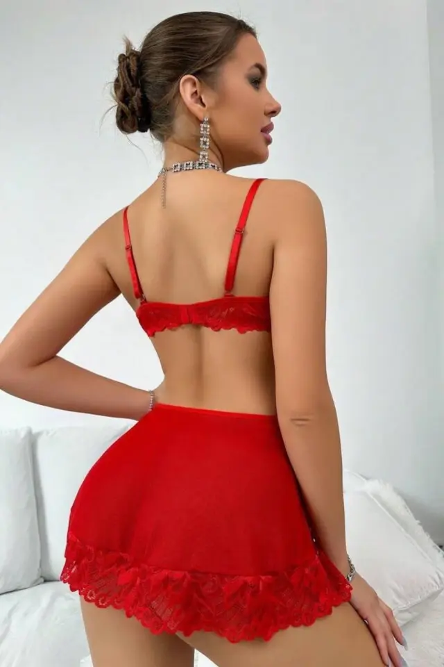 Kırmızı Valentine's Tasarım Gecelik 18511
