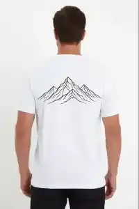 Erkek T-Shirt Nihilist Penguen Baskılı Bisiklet Yaka Kısa kol yazlık Tişört - Beyaz