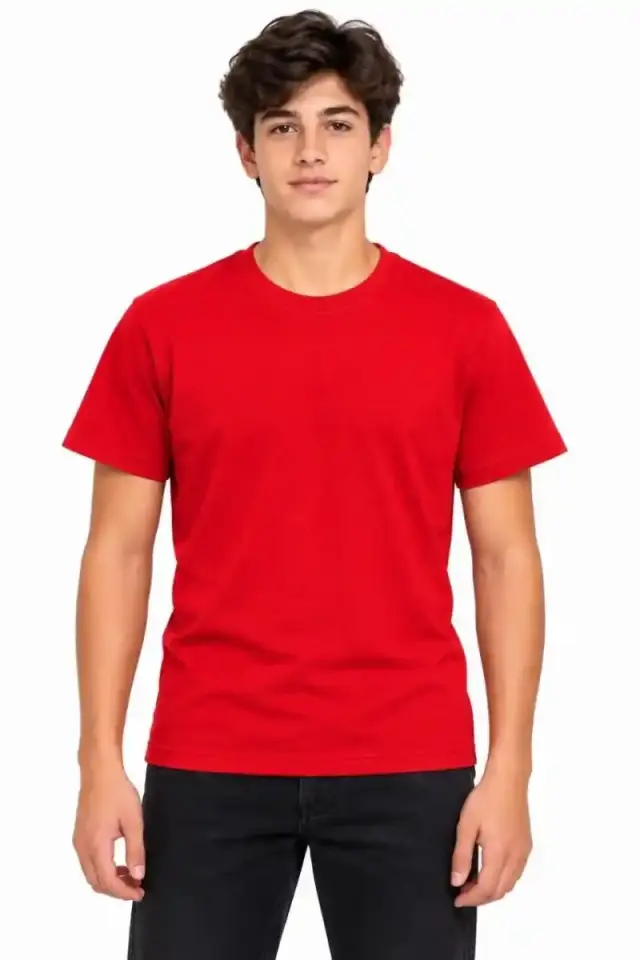 Erkek Çocuk Basic Bisiklet Yaka Kısa Kollu Slim Fit Yazlık Tişört
