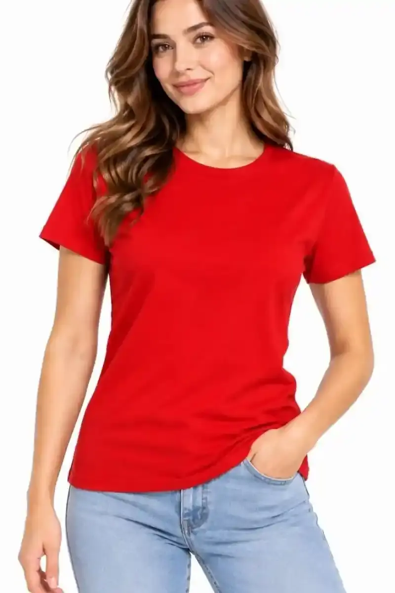 Kadın Basic Tişört Bisiklet Yaka Kısa Kol Günlük Yazlık Slim fit T-Shirt