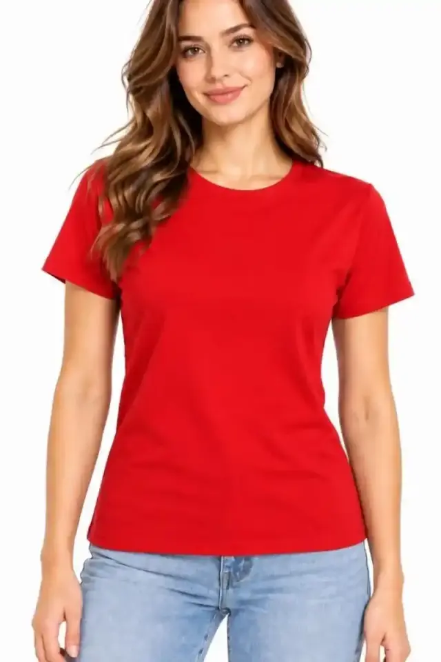 Kadın Basic Tişört Bisiklet Yaka Kısa Kol Günlük Yazlık Slim fit T-Shirt