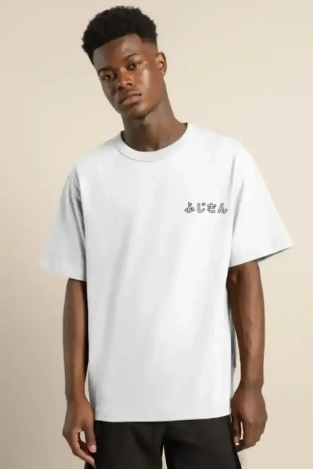 Erkek Kısa Kol Yazlık Tişört Bisiklet Yaka Baskılı Oversize T-Shirt - Beyaz