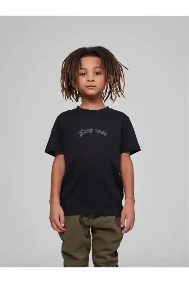 Çocuk Unisex Baskılı T-Shirt - Siyah
