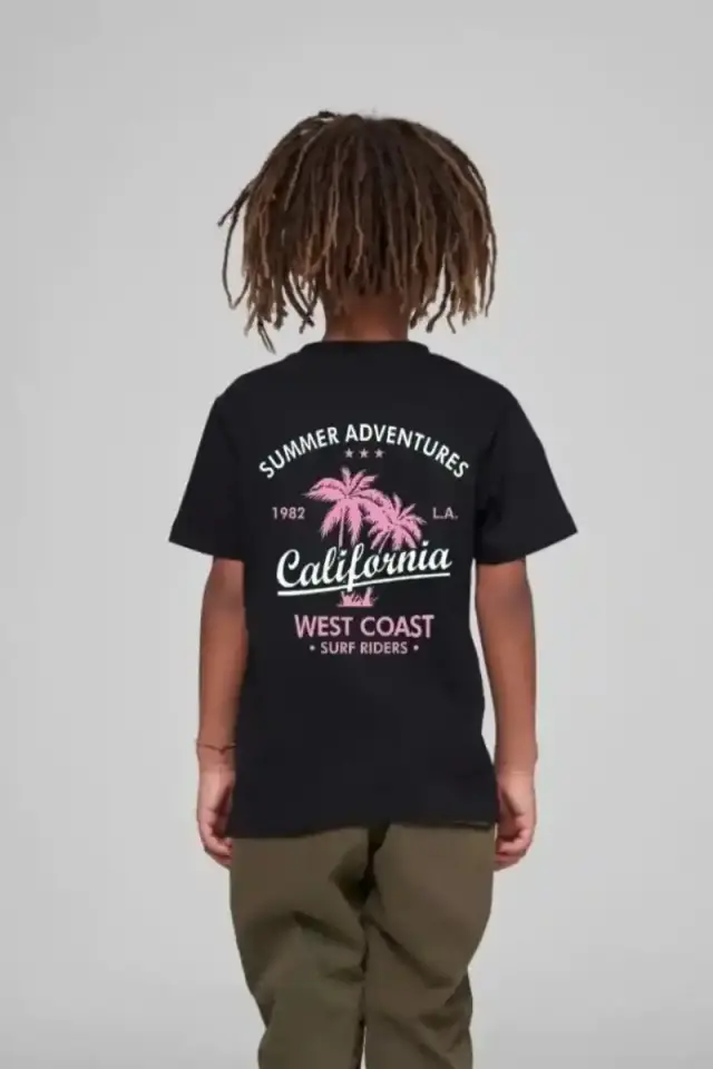 Çocuk Unisex Baskılı T-Shirt - Siyah