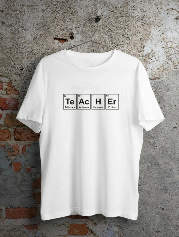 24 Kasım Kimya Öğretmeni Hediyesi Baskılı Bisiklet Yaka T-shirt - Beyaz