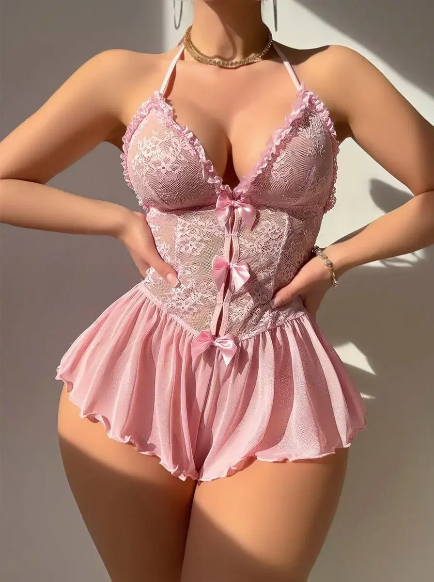 Morliva Kadın Pembe Fiyonk Detaylı Fantezi Kostüm 2309