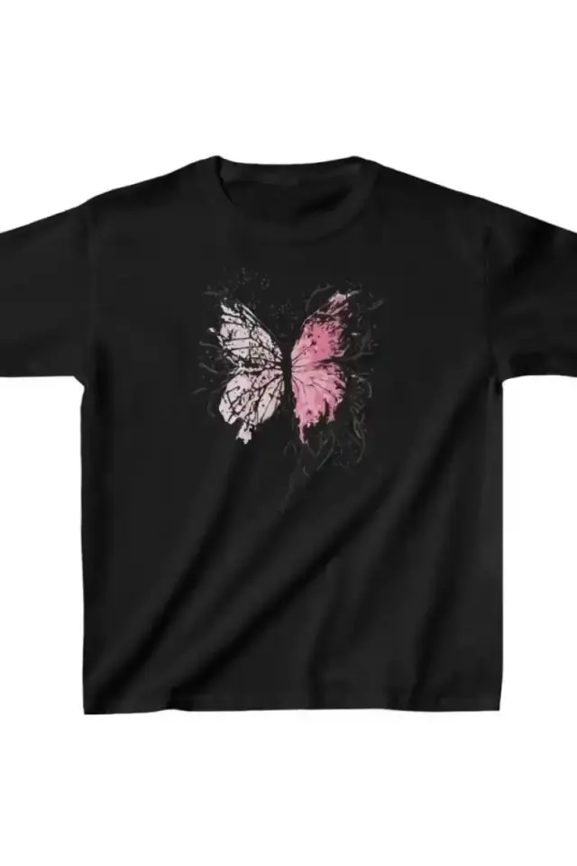 Çocuk Kız Baskılı T-Shirt - Siyah