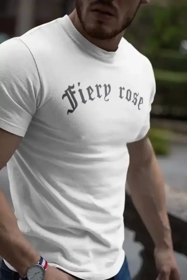 Erkek Tişort Bisiklet Yaka Baskılı Kısa kol T-Shirt - Beyaz