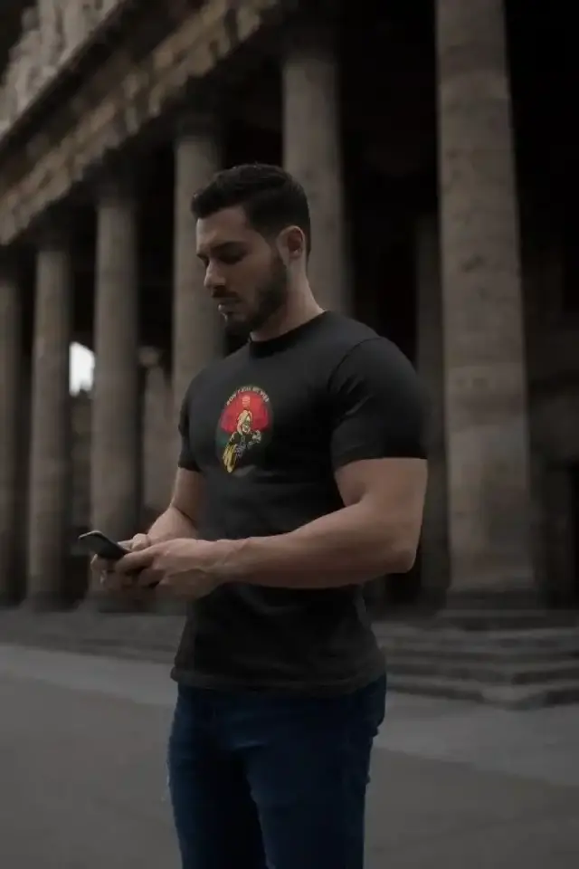 Erkek Kısa Kol Yazlık Tişört Bisiklet Yaka Baskılı Oversize T-Shirt - Siyah