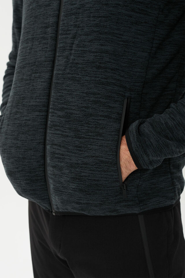 ERKEK TAM FERMUARLI POLAR 2112126 065-DARK GREY - 2XL