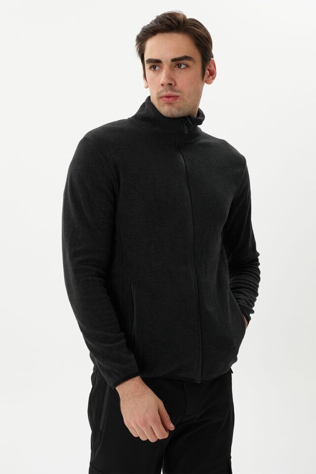 ERKEK TAM FERMUARLI POLAR 2112126 FUME - 2XL