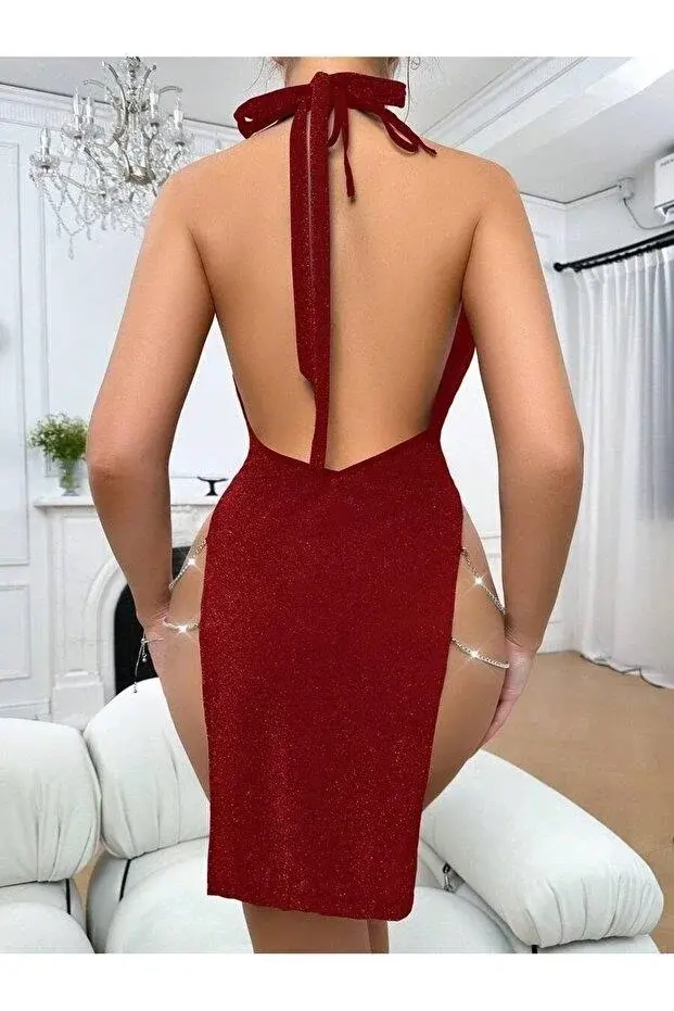 Kadın Zincir Detaylı Fantezi Elbise 5087