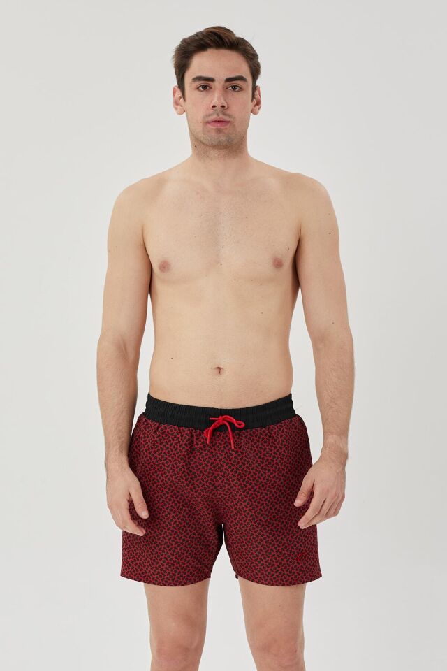 ERKEK BASKILI DENİZ ŞORTU 1415033 102-RED PRINT - M