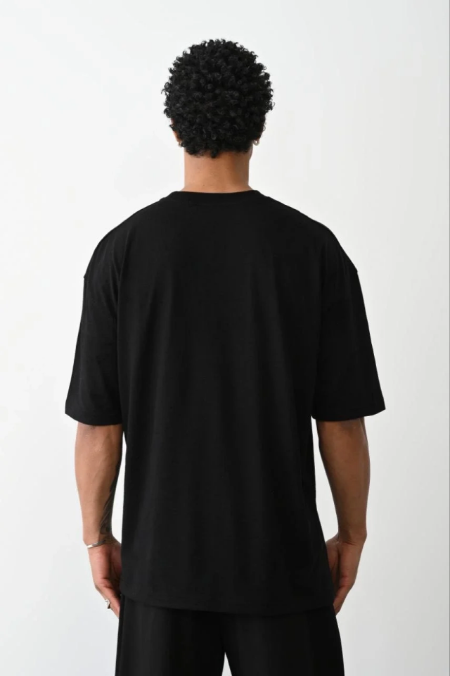 Erkek Tişört Düz Basic Penye Yazlık Bisiklet Yaka Kısa Kol T-Shirt - Siyah