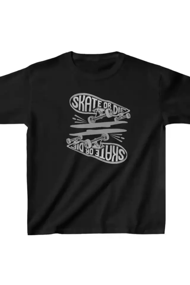 Unisex Çocuk Baskılı T-Shirt - Siyah