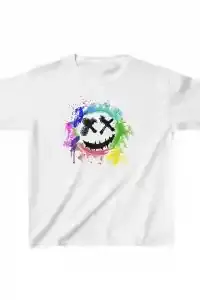 Unisex Çocuk Baskılı T-Shirt - Beyaz