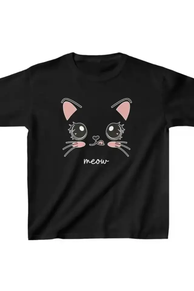 Unisex Çocuk Baskılı T-Shirt - Siyah