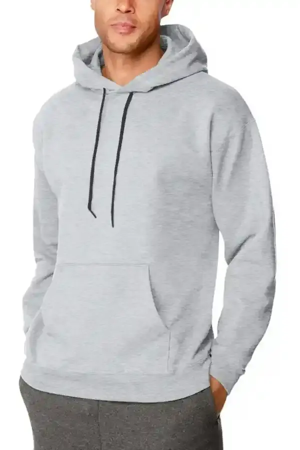 Erkek 3 İplik Pamuklu Kapüşonlu Cepli Oversize Hoodie Sweatshirt - Gri