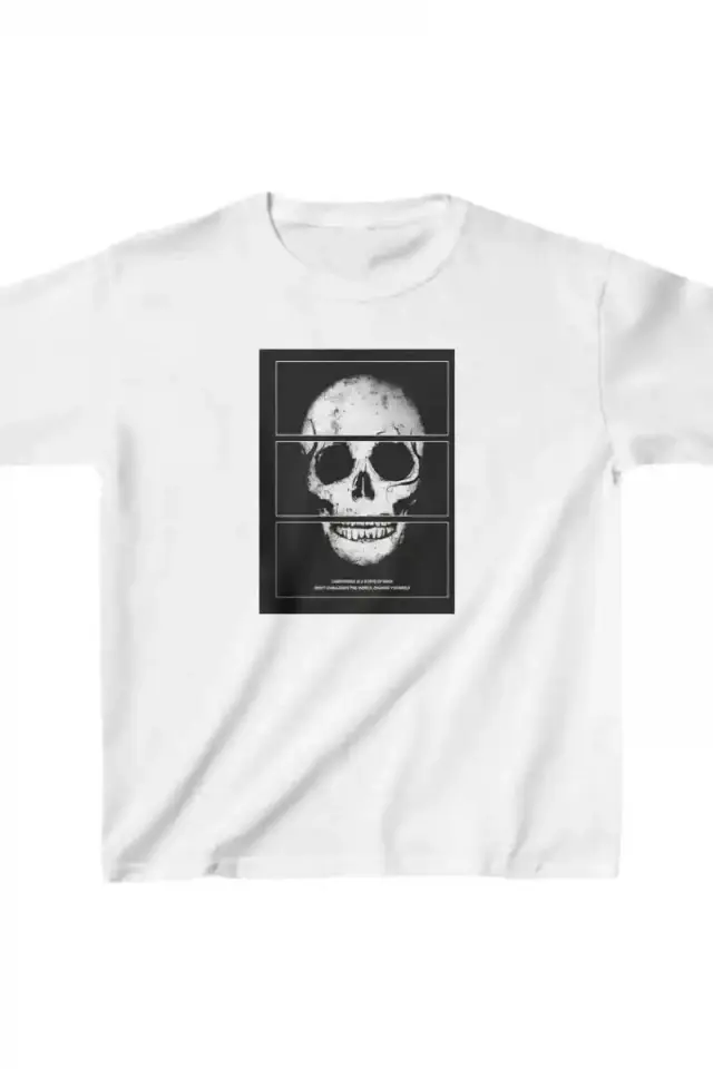 Unisex Çocuk Baskılı T-Shirt - Beyaz