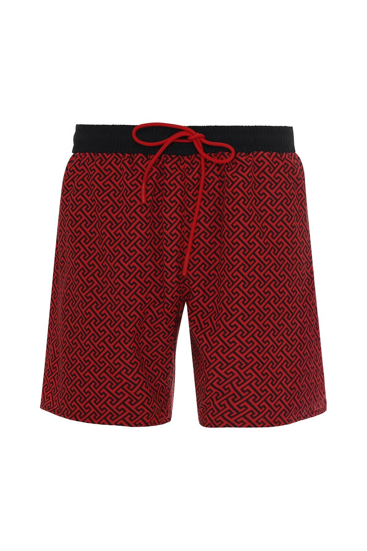 ERKEK BASKILI DENİZ ŞORTU 1415031 102-RED PRINT - S