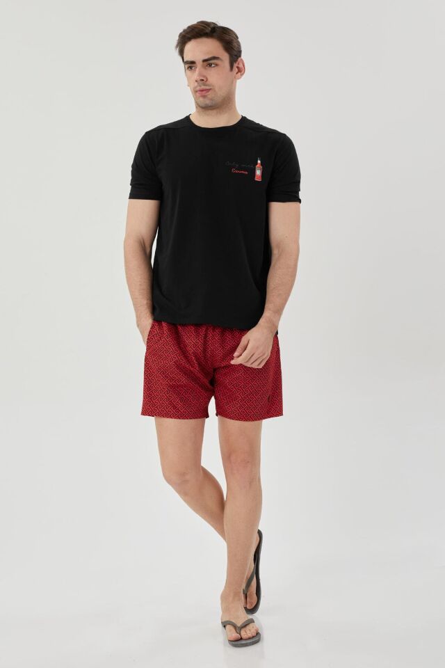 ERKEK BASKILI DENİZ ŞORTU 1415031 102-RED PRINT - M