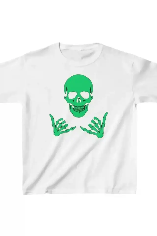 Unisex Çocuk Baskılı T-Shirt - Beyaz