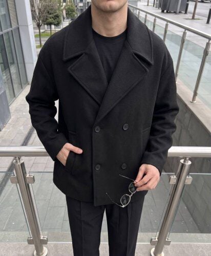 Erkek Kruvaze Kısa Kaşe Kaban