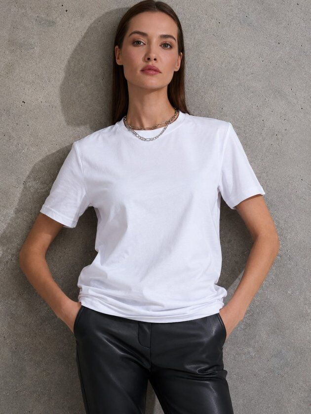 Unisex Kısa Kollu Bisiklet Yaka Basic Viskon Bluz