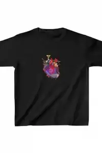 Unisex Çocuk Baskılı T-Shirt - Siyah