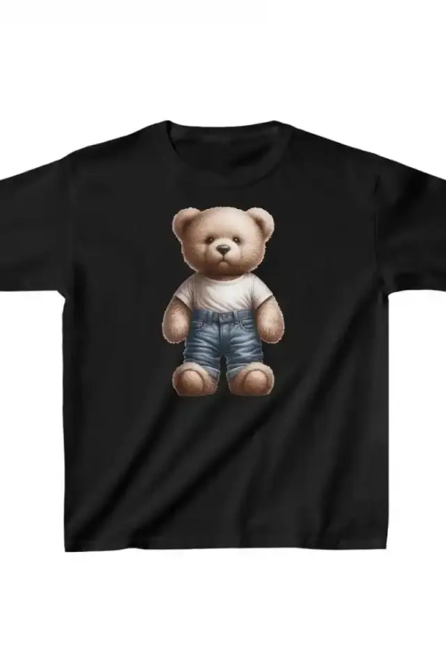 Unisex Çocuk Baskılı T-Shirt - Siyah