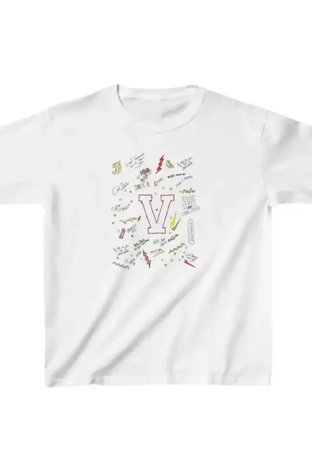 Unisex Çocuk Baskılı T-Shirt - Beyaz