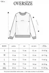 Kadın 3 iplik Pamuklu Bisiklet Yaka Baskılı SweatShirt - Beyaz