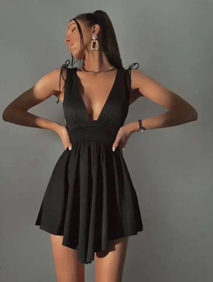 Morliva Şortlu Rahat Kumaş Mini Elbisesi Siyah 4095