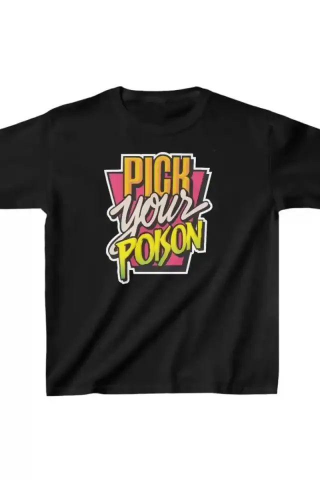 Unisex Çocuk Baskılı T-Shirt - Siyah