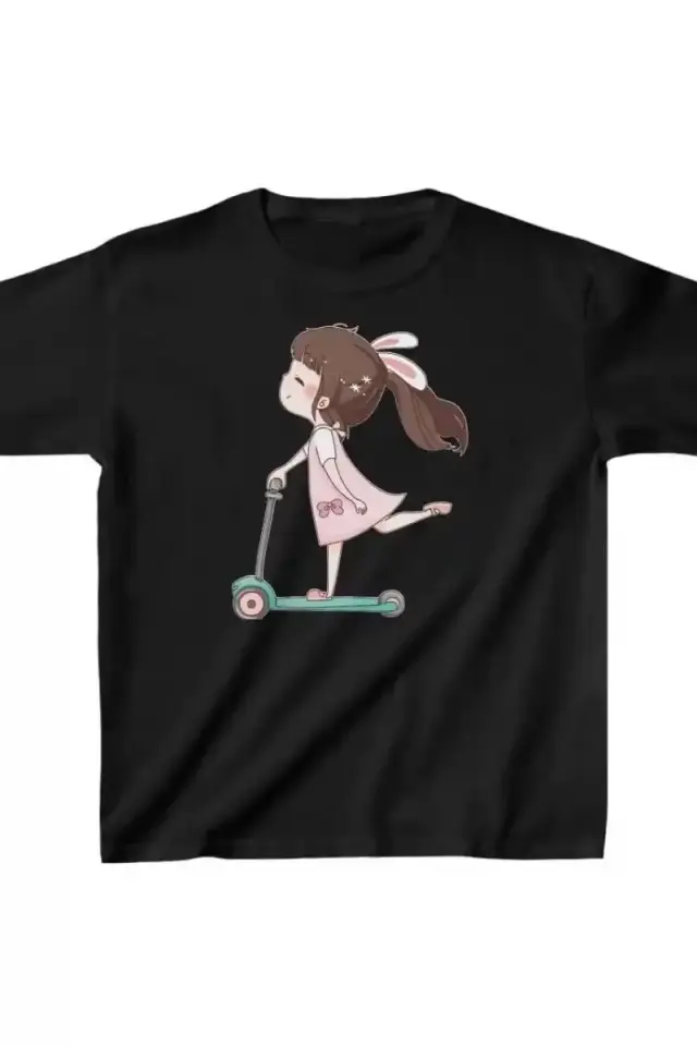 Unisex Çocuk Baskılı T-Shirt - Siyah