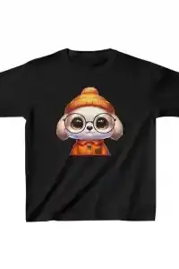 Unisex Çocuk Baskılı T-Shirt - Siyah