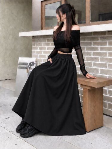 Kadın Yüksek Bel Maxi Boy çan Etek