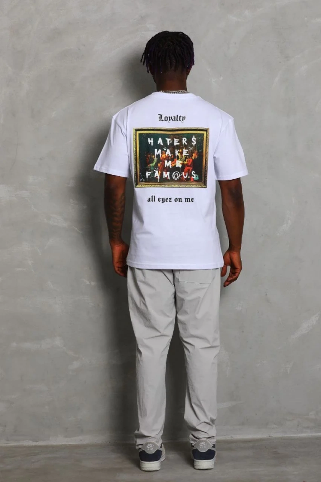 Erkek Kısa kol Baskılı Bisiklet Yaka T-Shirt - Beyaz