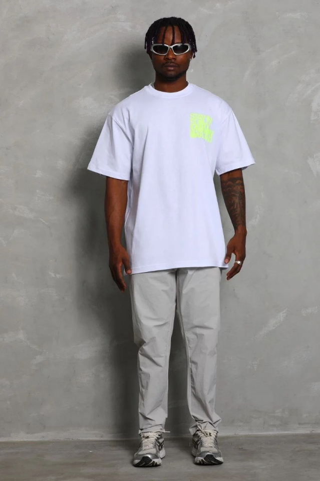 Erkek Kısa kol Baskılı Bisiklet Yaka T-Shirt - Beyaz