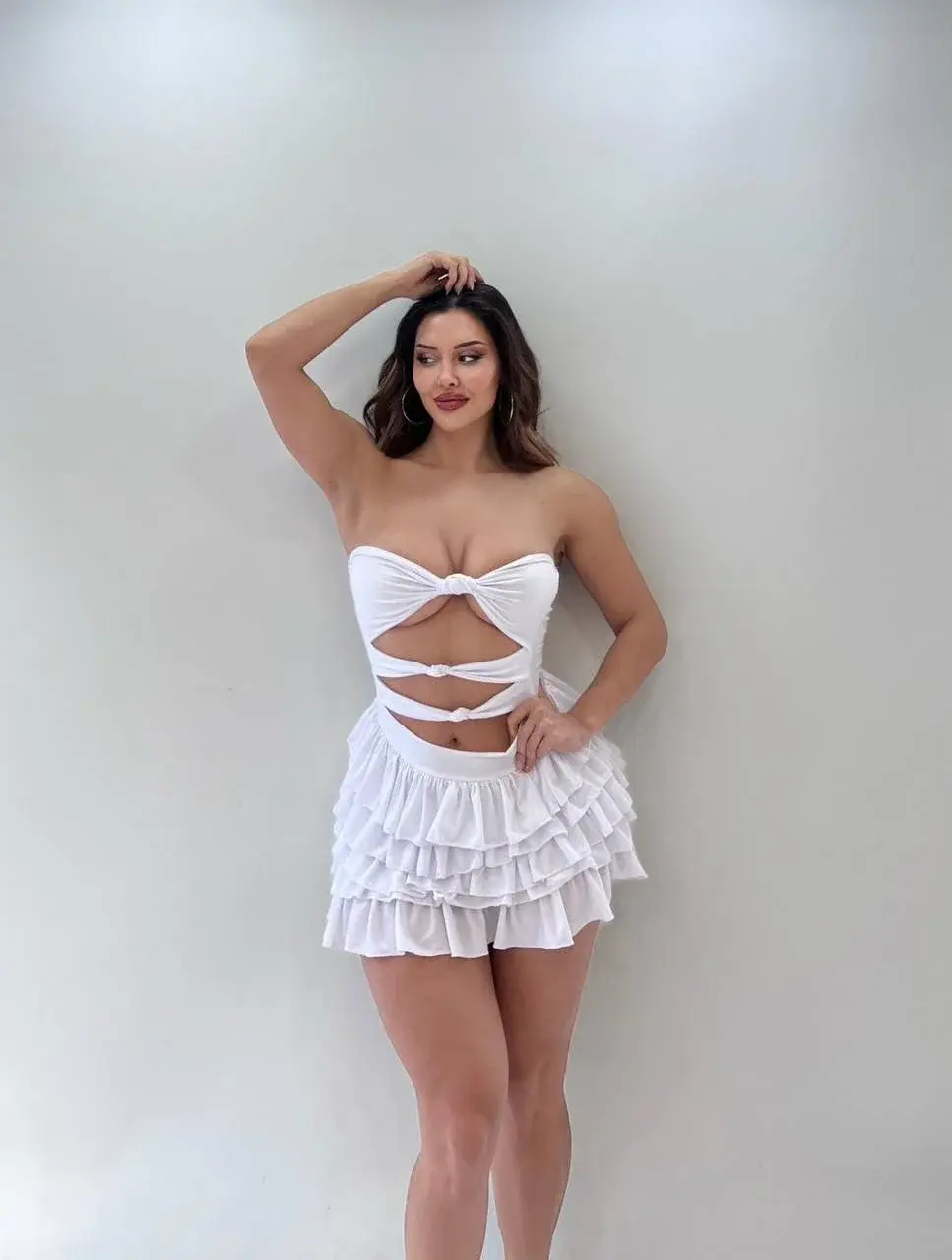Morliva Sandy Kumaş Tam Likralı Mini Elbise