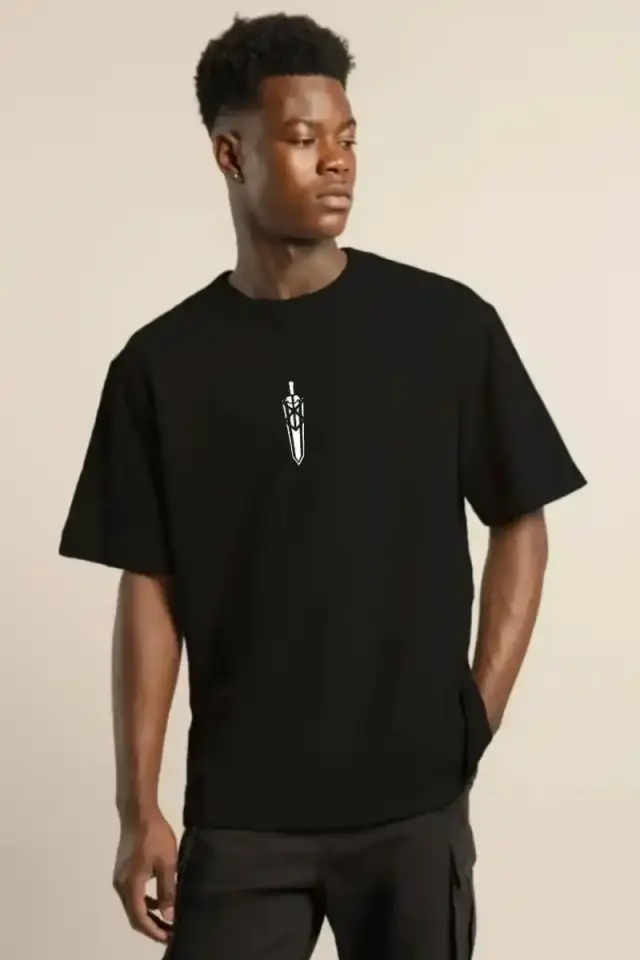 Erkek Baskılı T-Shirt Kısa Kol Bisiklet Yaka Regular Fit Rahat Kalıp Günlük Tişört - Siyah