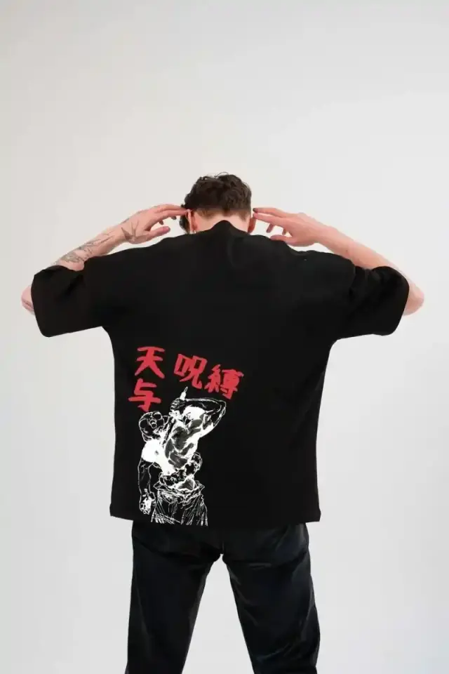 Erkek Baskılı T-Shirt Kısa Kol Bisiklet Yaka Regular Fit Rahat Kalıp Günlük Tişört - Siyah